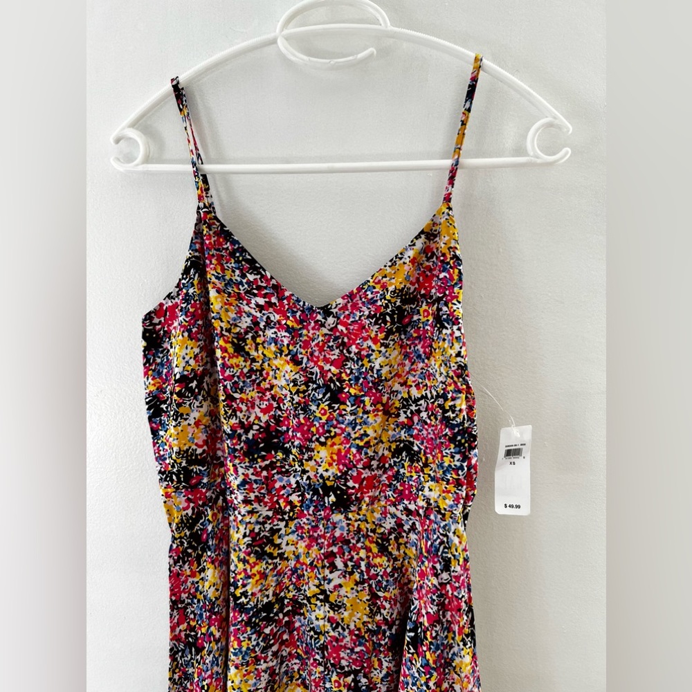 Multicolor Abstract Gap Spring Summer Dress with Spaghetti Straps XS - Picture 3 of 9